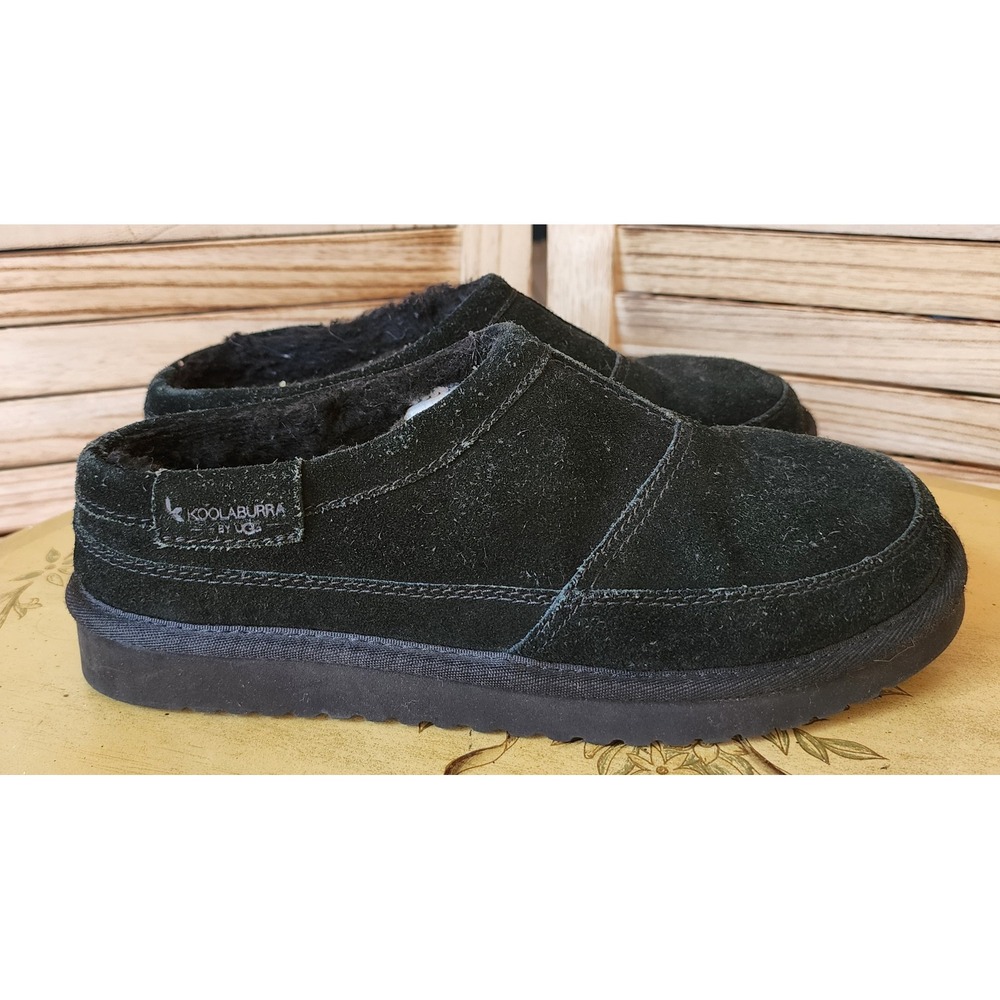 Koolaburra by UGG Sz 8 Black Suede Slipper Moccasin 1115871 Comfort Cozy Warm